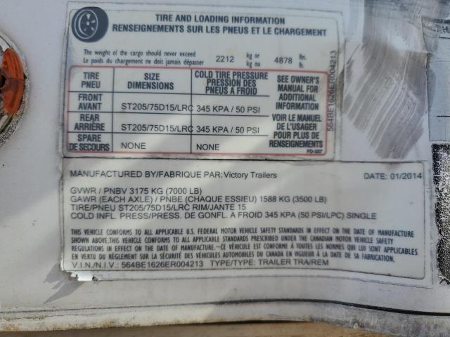 564BE1626ER004213 - 2014 UTILITY TRAILER თეთრი ფოტო 10