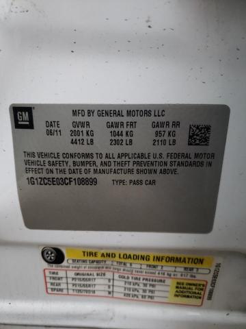 1G1ZC5E03CF108899 - 2012 CHEVROLET MALIBU 1LT 白色 照片 10