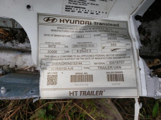 3H3V532K5NS153144 - 2022 HYTR TRAILER WHITE photo 10