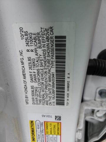 19UUB6F56MA003441 - 2021 ACURA TLX TECH A WHITE photo 10