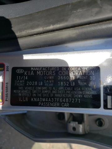 KNADM4A37F6487271 - 2015 KIA RIO LX SILVER photo 10