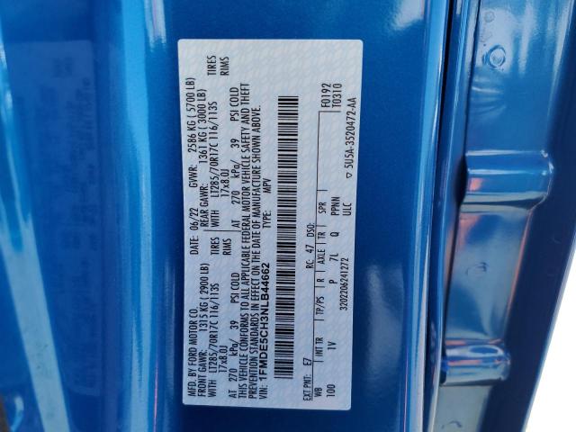 1FMDE5CH3NLB44662 - 2022 FORD BRONCO BAS BLUE photo 10