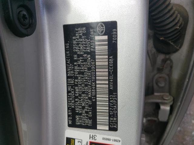 4T1BB46K18U039067 - 2008 TOYOTA CAMRY HYBR SILVER photo 10