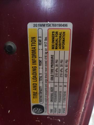 2G1WM15K769190496 - 2006 CHEVROLET MONTE CARL წითელი ფოტო 10