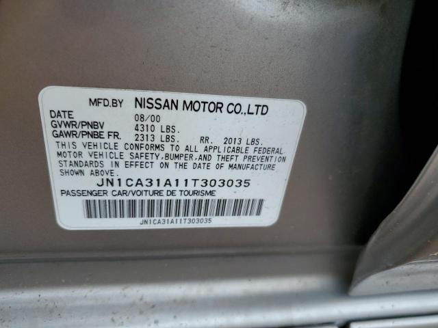 JN1CA31A11T303035 - 2001 NISSAN MAXIMA GXE SILVER photo 10