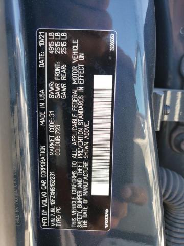 7JRL12FZXNG162231 - 2022 VOLVO S60 B5 MOM CHARCOAL photo 10