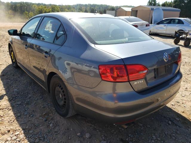 3VW2K7AJ4EM258106 - 2014 VOLKSWAGEN JETTA BASE GRAY photo 3