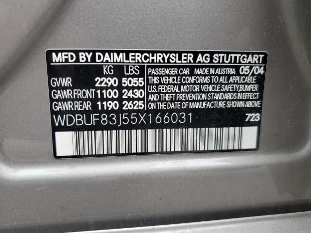 WDBUF83J55X166031 - 2005 MERCEDES-BENZ E 500 4MAT SILVER photo 10