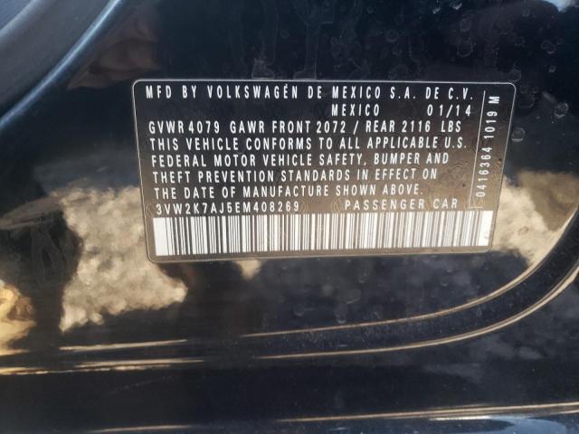 3VW2K7AJ5EM408269 - 2014 VOLKSWAGEN JETTA BASE BLACK photo 10