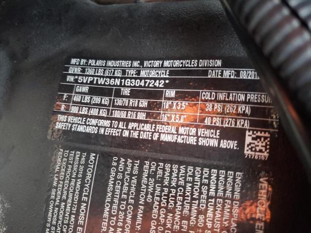 5VPTW36N1G3047242 - 2016 VICTORY MOTORCYCLES CROSS COUN 黑色 照片 10