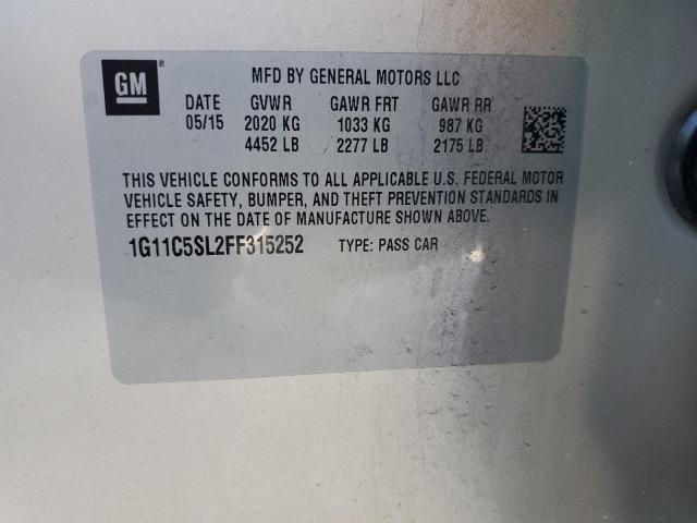 1G11C5SL2FF315252 - 2015 CHEVROLET MALIBU 1LT 银色 照片 10