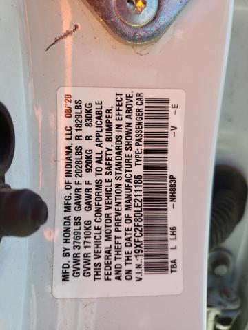 19XFC2F80LE211186 - 2020 HONDA CIVIC SPOR 白色 照片 10