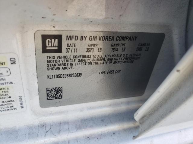 KL1TD5DE0BB263639 - 2011 CHEVROLET AVEO LS 白色 照片 10