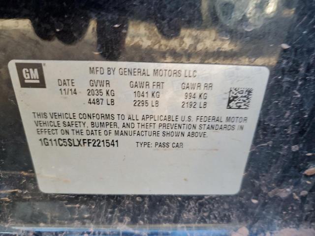 1G11C5SLXFF221541 - 2015 CHEVROLET MALIBU 1LT BLACK photo 10