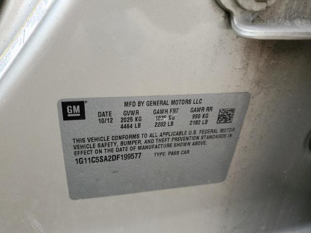 1G11C5SA2DF199577 - 2013 CHEVROLET MALIBU 1LT ვერცხლისფერი ფოტო 10