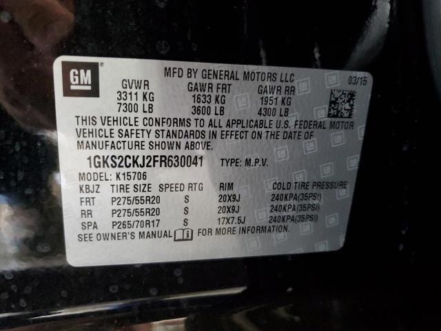 1GKS2CKJ2FR630041 - 2015 GMC YUKON DENA BLACK photo 10