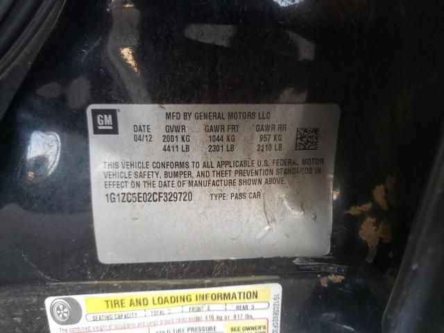 1G1ZC5E02CF329720 - 2012 CHEVROLET MALIBU 1LT შავი ფოტო 10