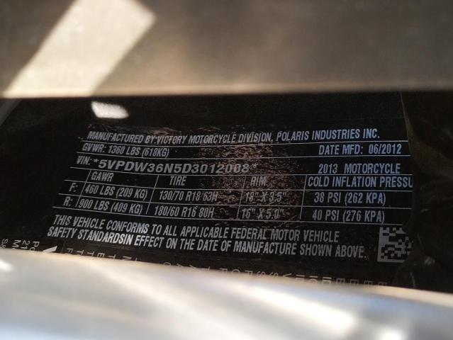 5VPDW36N5D3012008 - 2013 VICTORY MOTORCYCLES CROSS COUN Negro foto 10