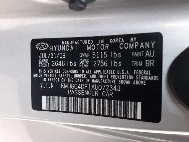 KMHGC4DF1AU072343 - 2010 HYUNDAI GENESIS 4. SILVER photo 10