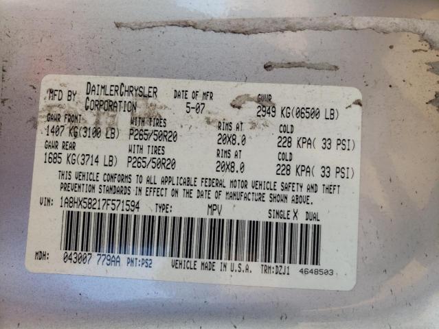 1A8HX58217F571594 - 2007 CHRYSLER ASPEN LIMI SILVER photo 10