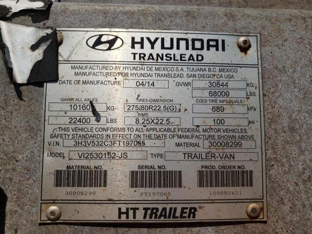 3H3V532C3FT197065 - 2015 HYUNDAI TRAILER SILVER photo 10