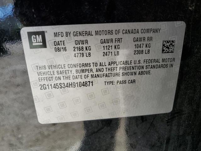 2G1145S34H9104871 - 2017 CHEVROLET IMPALA PRE შავი ფოტო 10