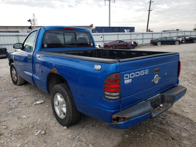 1B7FL26X0XS298467 - 1999 DODGE DAKOTA BLUE photo 3