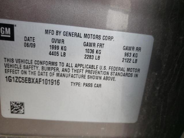 1G1ZC5EBXAF101916 - 2010 CHEVROLET MALIBU 1LT BROWN photo 10