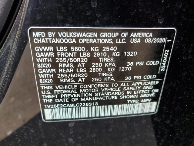 1V25E2CA8LC226313 - 2020 VOLKSWAGEN ATLAS CROS Синий фото 10