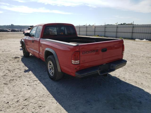 1B7GL12X72S538871 - 2002 DODGE DAKOTA BAS RED photo 3