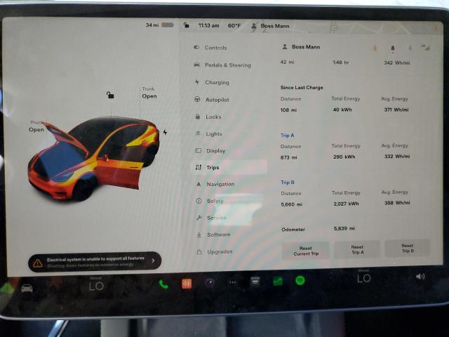 7SAYGDEE0NF481292 - 2022 TESLA MODEL Y Noir photo 8