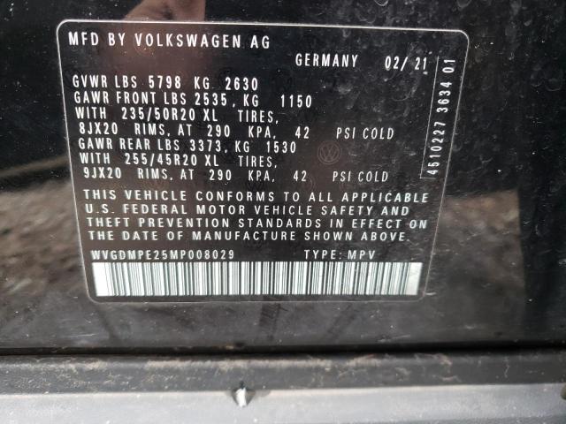 WVGDMPE25MP008029 - 2021 VOLKSWAGEN ID.4 FIRST BLACK photo 10