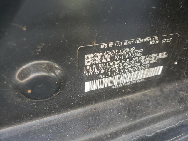 JF1GE75688G504620 - 2008 SUBARU IMPREZA WR BLACK photo 10