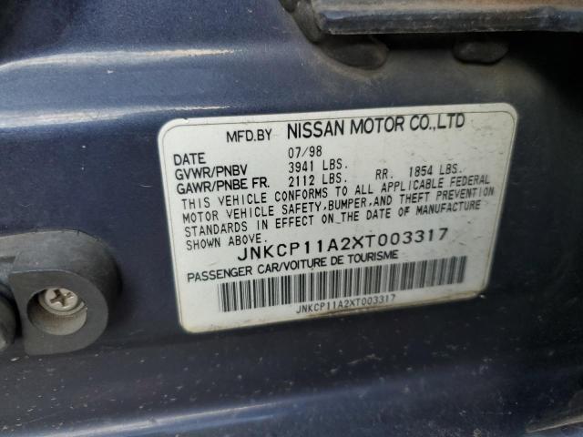 JNKCP11A2XT003317 - 1999 INFINITI G20 BLUE photo 10