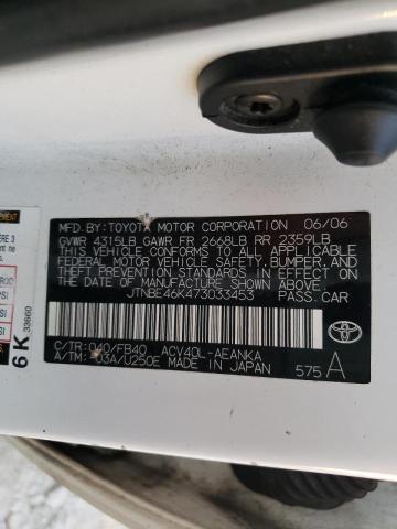 JTNBE46K473033453 - 2007 TOYOTA CAMRY CE WHITE photo 10