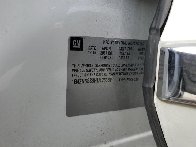 1G4ZN5SS8HU175360 - 2017 BUICK LACROSSE P WHITE photo 10