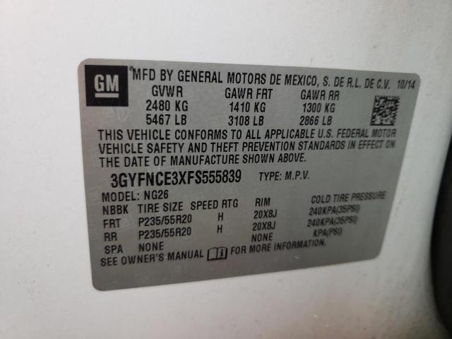 3GYFNCE3XFS555839 - 2015 CADILLAC SRX PERFOR 白色 照片 10