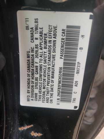 2HGFB2F98CH524956 - 2012 HONDA CIVIC EXL Qara foto 10