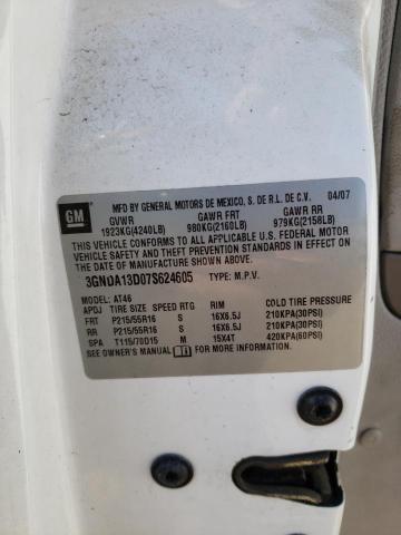 3GNDA13D07S624605 - 2007 CHEVROLET HHR LS WHITE photo 10