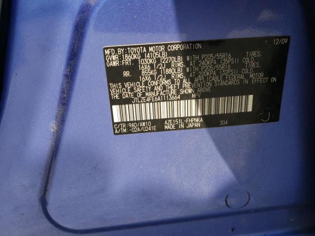 JTLZE4FE6A1113664 - 2010 TOYOTA SCION XB Lila Foto 10