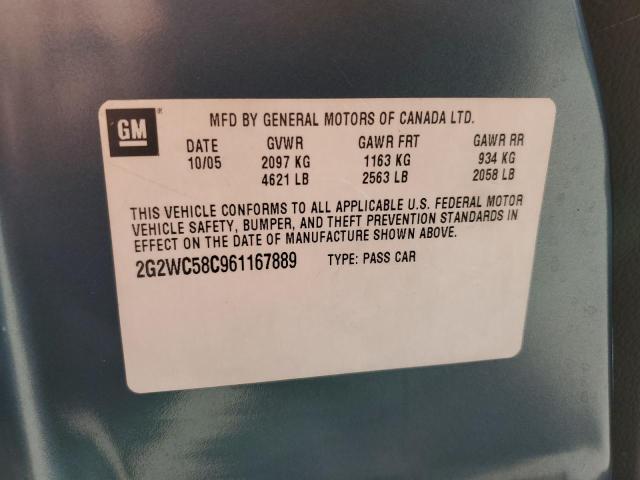 2G2WC58C961167889 - 2006 PONTIAC GRAND PRIX Թիրկույզ լուսանկար 10