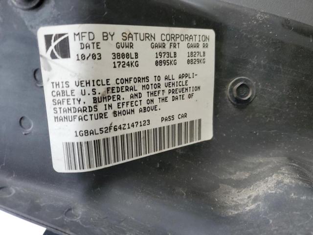1G8AL52F64Z147123 - 2004 SATURN ION LEVEL SILVER photo 10