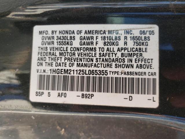 1HGEM21125L065355 - 2005 HONDA CIVIC DX V TAN photo 10