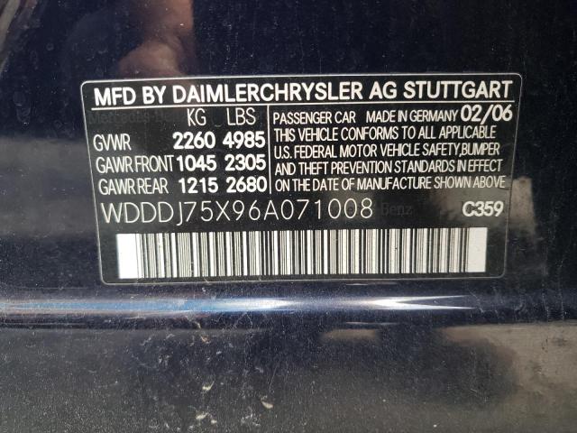 WDDDJ75X96A071008 - 2006 MERCEDES-BENZ CLS 500C BLUE photo 10