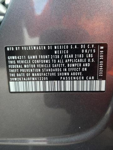 3VW2K7AJ8FM412205 - 2015 VOLKSWAGEN JETTA BASE  ფოტო 10