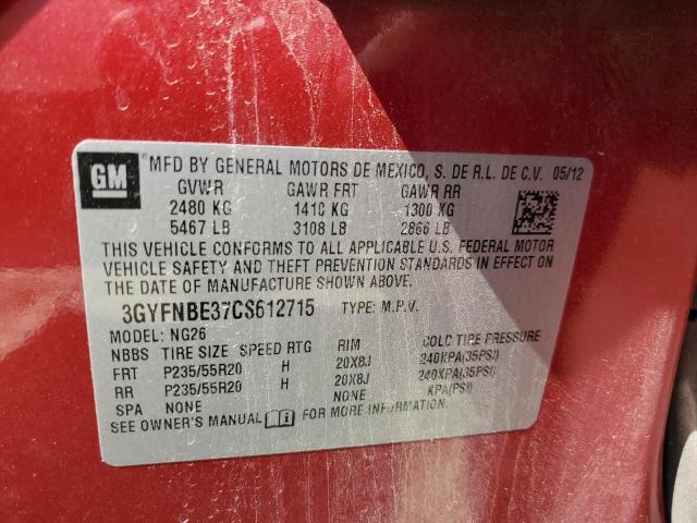 3GYFNBE37CS612715 - 2012 CADILLAC SRX PERFOR 红色 照片 10