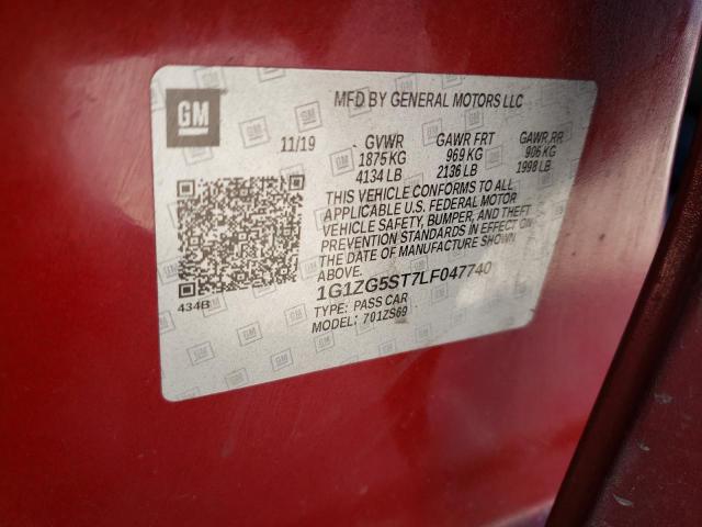1G1ZG5ST7LF047740 - 2020 CHEVROLET MALIBU RS RED photo 10