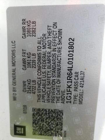 1G1FK1R64L0101802 - 2020 CHEVROLET CAMARO ZL1 白色 照片 10