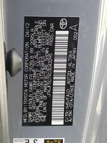 JTKJF5C7XC3043295 - 2012 TOYOTA SCION TC 灰色 照片 10