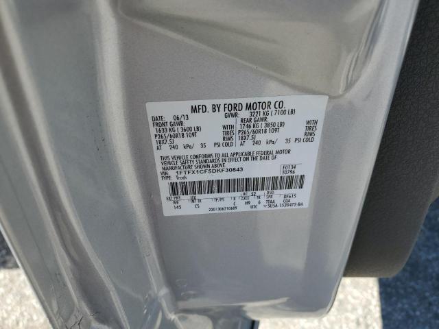 1FTFX1CF5DKF30843 - 2013 FORD F150 SUPER SILVER photo 10